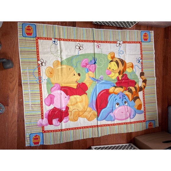 Disney Winnie The Pooh & Friends Cotton Fabric Panel 35"x44" Striped Border Craf - Picture 12 of 15